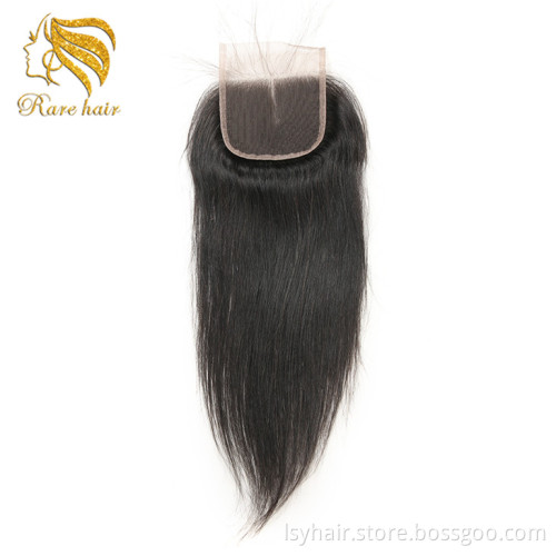 Wholesale  transparent bleach knot cuticle aligned 4X4 lace closure middle part virgin hair  lace closure with baby hair